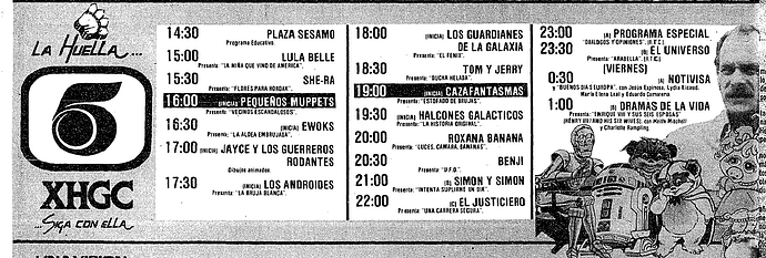 CANAL 5 XHGC OCT 1 1987 PROGRAMACION TELEVISION PROGRAMMING